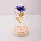 Beauty and the Beast Rose in a Glass Dome with LED & Light Wooden Base